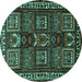 Round Machine Washable Persian Turquoise Traditional Area Rugs, wshtr2315turq