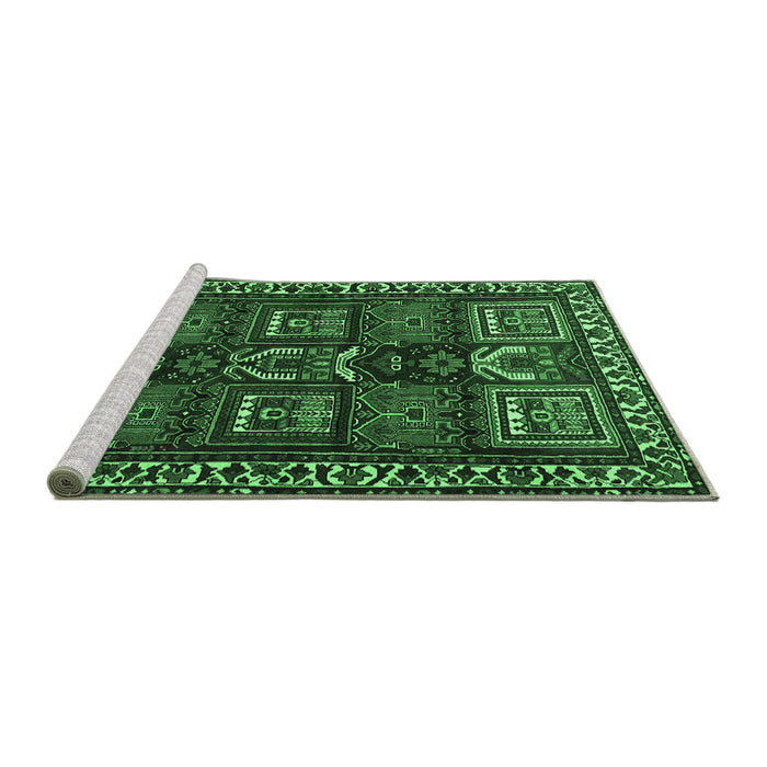 Sideview of Machine Washable Persian Emerald Green Traditional Area Rugs, wshtr2315emgrn