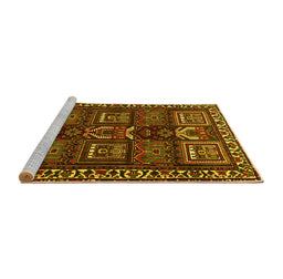 Sideview of Machine Washable Persian Yellow Traditional Rug, wshtr2315yw