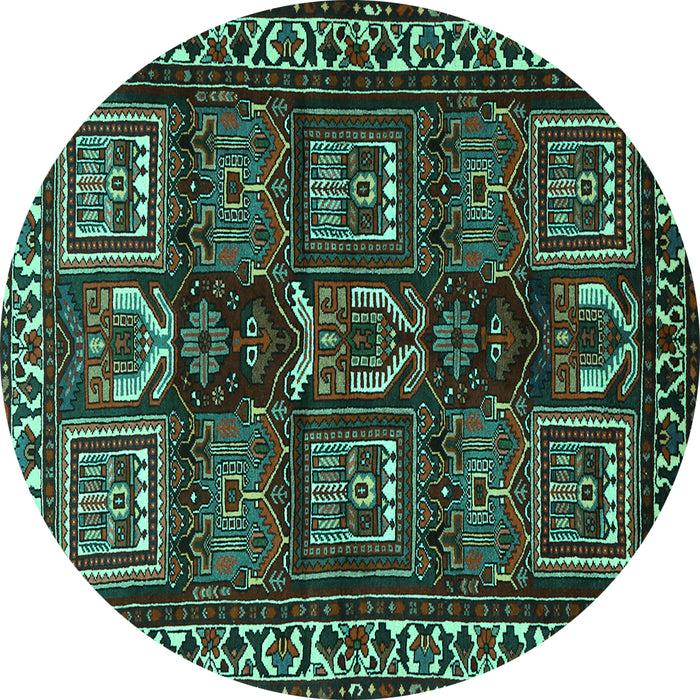 Round Persian Turquoise Traditional Rug, tr2315turq
