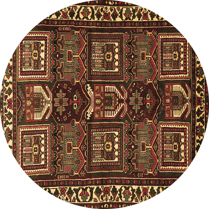 Round Machine Washable Persian Brown Traditional Rug, wshtr2315brn