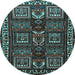 Round Machine Washable Persian Light Blue Traditional Rug, wshtr2315lblu