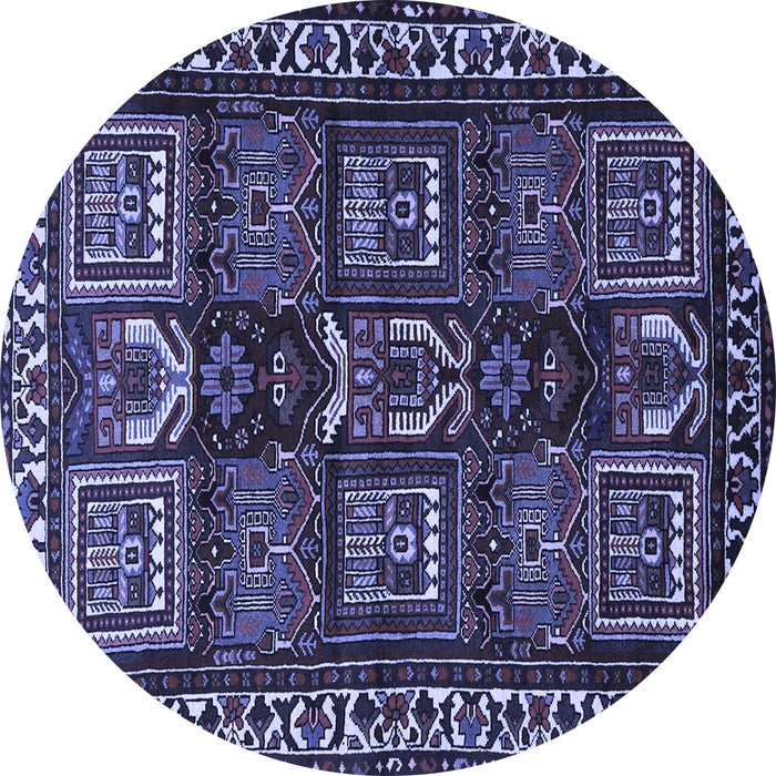 Round Machine Washable Persian Blue Traditional Rug, wshtr2315blu