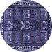 Round Machine Washable Persian Blue Traditional Rug, wshtr2315blu