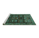 Sideview of Machine Washable Persian Turquoise Traditional Area Rugs, wshtr2315turq