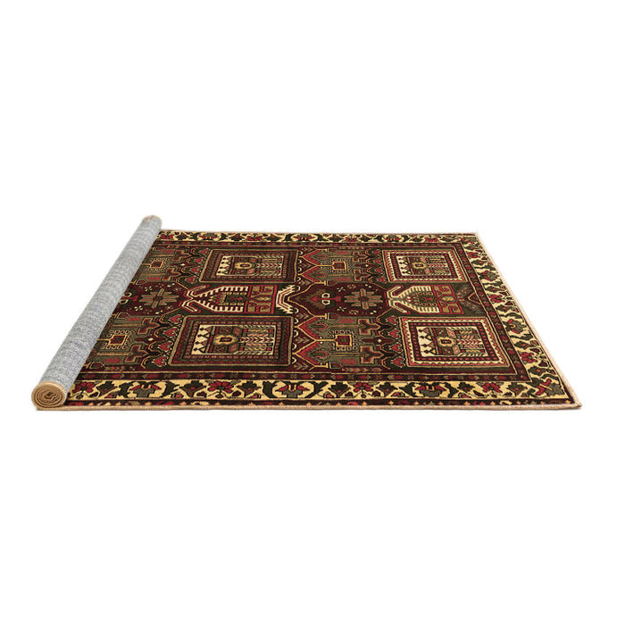 Sideview of Machine Washable Persian Brown Traditional Rug, wshtr2315brn