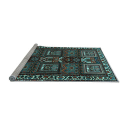 Sideview of Machine Washable Persian Light Blue Traditional Rug, wshtr2315lblu