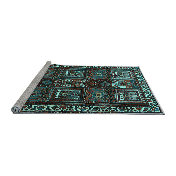 Sideview of Machine Washable Persian Light Blue Traditional Rug, wshtr2315lblu