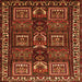 Round Machine Washable Persian Orange Traditional Area Rugs, wshtr2315org