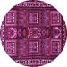 Round Machine Washable Persian Pink Traditional Rug, wshtr2315pnk