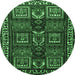 Round Machine Washable Persian Emerald Green Traditional Area Rugs, wshtr2315emgrn