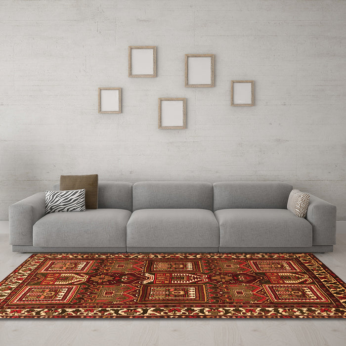 Machine Washable Persian Orange Traditional Area Rugs in a Living Room, wshtr2315org