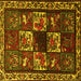 Square Animal Yellow Traditional Rug, tr2316yw