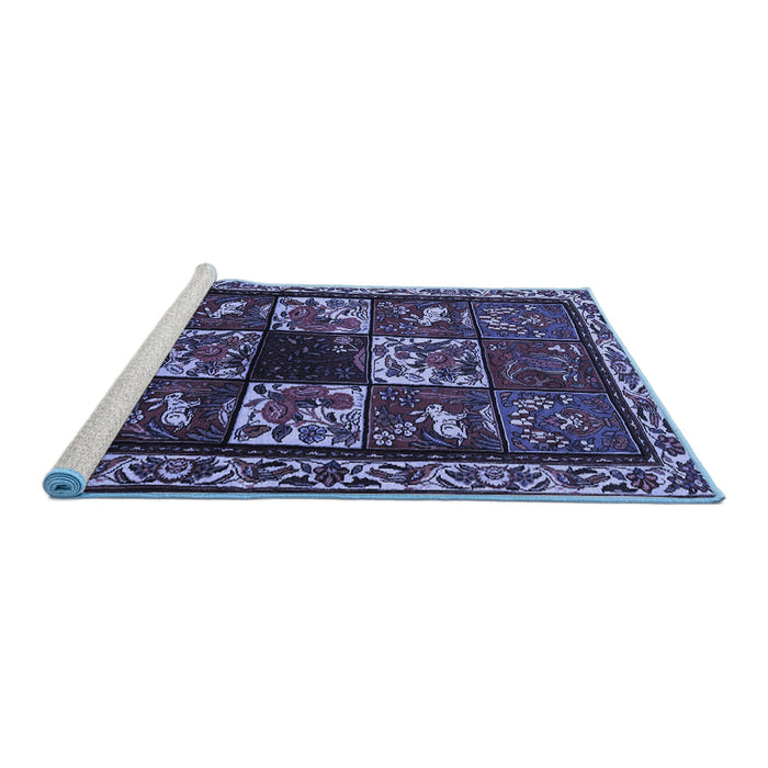 Sideview of Machine Washable Animal Blue Traditional Rug, wshtr2316blu