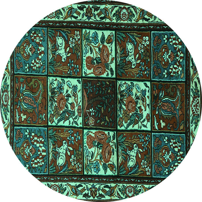 Round Machine Washable Animal Turquoise Traditional Area Rugs, wshtr2316turq
