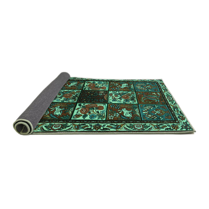 Sideview of Animal Turquoise Traditional Rug, tr2316turq