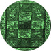 Round Animal Emerald Green Traditional Rug, tr2316emgrn