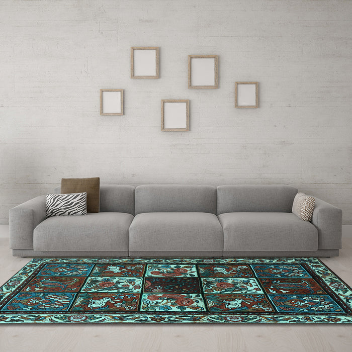Machine Washable Animal Light Blue Traditional Rug in a Living Room, wshtr2316lblu