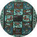 Round Machine Washable Animal Light Blue Traditional Rug, wshtr2316lblu