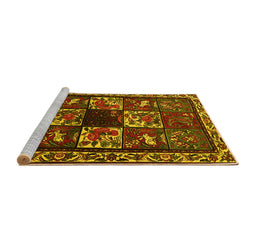 Sideview of Machine Washable Animal Yellow Traditional Rug, wshtr2316yw
