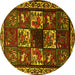 Round Animal Yellow Traditional Rug, tr2316yw