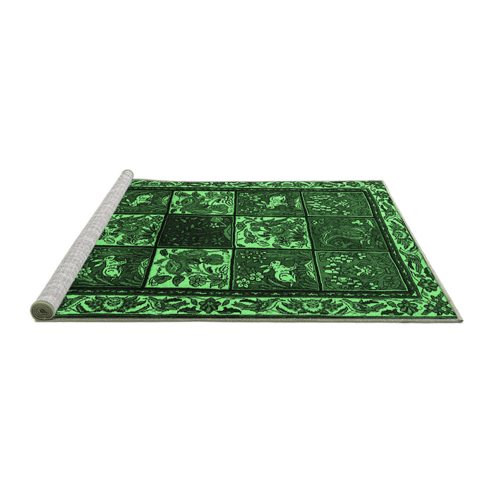 Sideview of Machine Washable Animal Emerald Green Traditional Area Rugs, wshtr2316emgrn