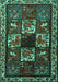 Machine Washable Animal Turquoise Traditional Area Rugs, wshtr2316turq