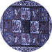 Round Animal Blue Traditional Rug, tr2316blu