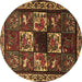 Round Animal Brown Traditional Rug, tr2316brn