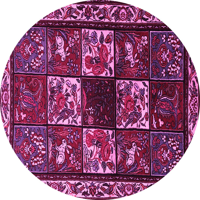 Round Machine Washable Animal Pink Traditional Rug, wshtr2316pnk