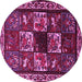 Round Machine Washable Animal Pink Traditional Rug, wshtr2316pnk