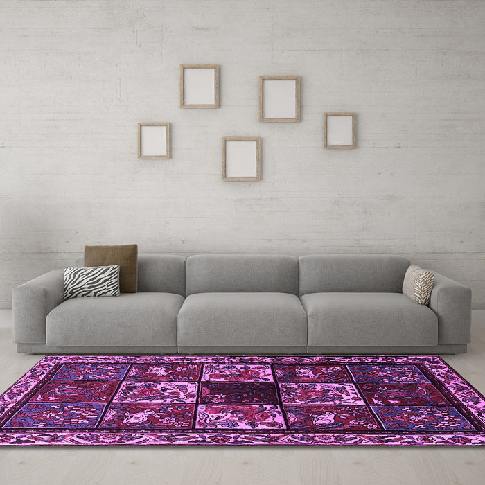 Machine Washable Animal Purple Traditional Area Rugs in a Living Room, wshtr2316pur