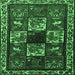 Square Animal Emerald Green Traditional Rug, tr2316emgrn