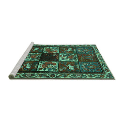 Sideview of Machine Washable Animal Turquoise Traditional Area Rugs, wshtr2316turq