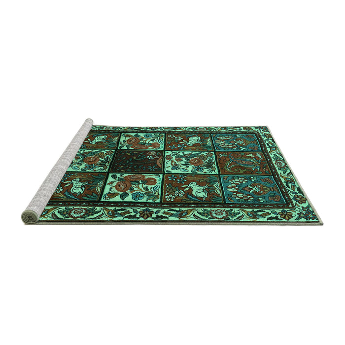 Sideview of Machine Washable Animal Turquoise Traditional Area Rugs, wshtr2316turq