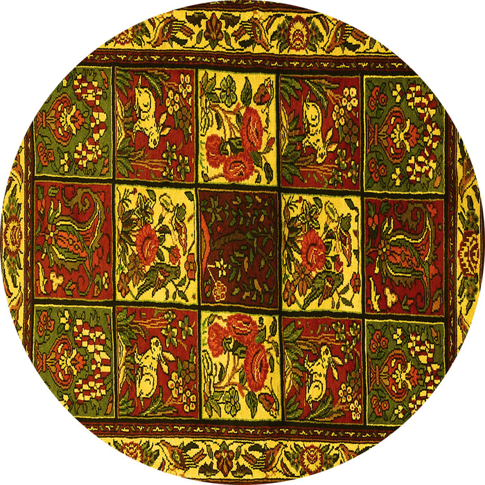 Round Machine Washable Animal Yellow Traditional Rug, wshtr2316yw