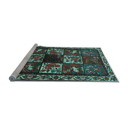 Sideview of Machine Washable Animal Light Blue Traditional Rug, wshtr2316lblu