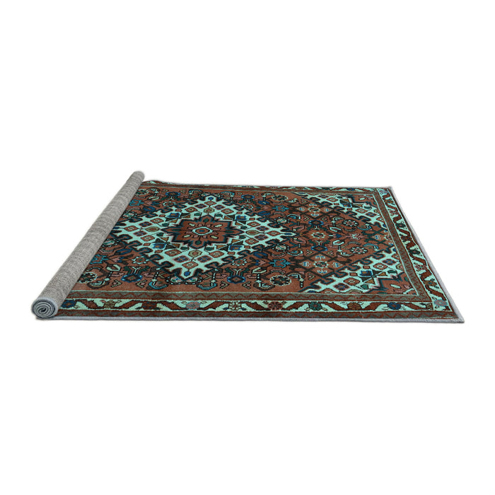 Sideview of Machine Washable Persian Light Blue Traditional Rug, wshtr2317lblu