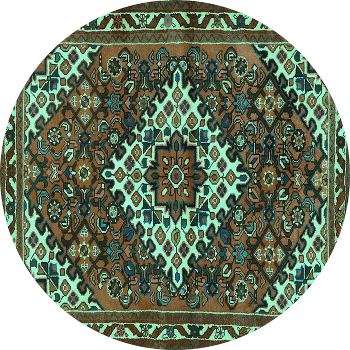 Round Persian Turquoise Traditional Rug, tr2317turq