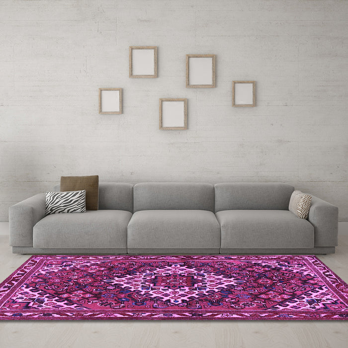 Machine Washable Persian Purple Traditional Area Rugs in a Living Room, wshtr2317pur