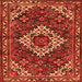 Round Machine Washable Persian Orange Traditional Area Rugs, wshtr2317org