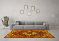 Machine Washable Persian Yellow Traditional Rug, wshtr2317yw