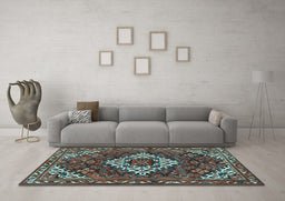 Machine Washable Persian Light Blue Traditional Rug in a Living Room, wshtr2317lblu