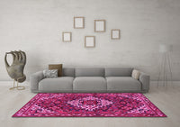 Machine Washable Persian Pink Traditional Rug, wshtr2317pnk