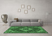 Machine Washable Persian Emerald Green Traditional Area Rugs in a Living Room,, wshtr2317emgrn