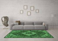 Machine Washable Persian Emerald Green Traditional Rug, wshtr2317emgrn