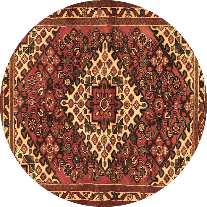 Round Persian Brown Traditional Rug, tr2317brn