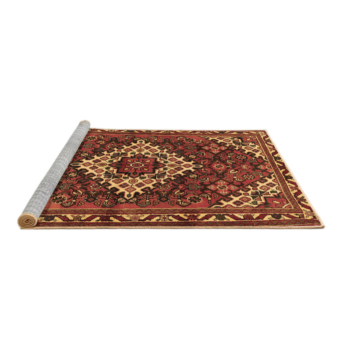 Sideview of Machine Washable Persian Brown Traditional Rug, wshtr2317brn