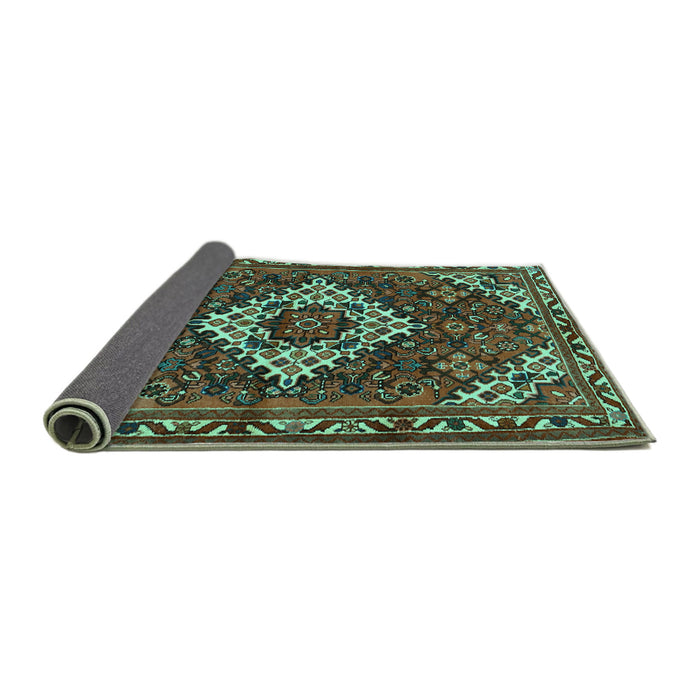 Sideview of Persian Turquoise Traditional Rug, tr2317turq
