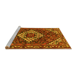 Sideview of Machine Washable Persian Yellow Traditional Rug, wshtr2317yw